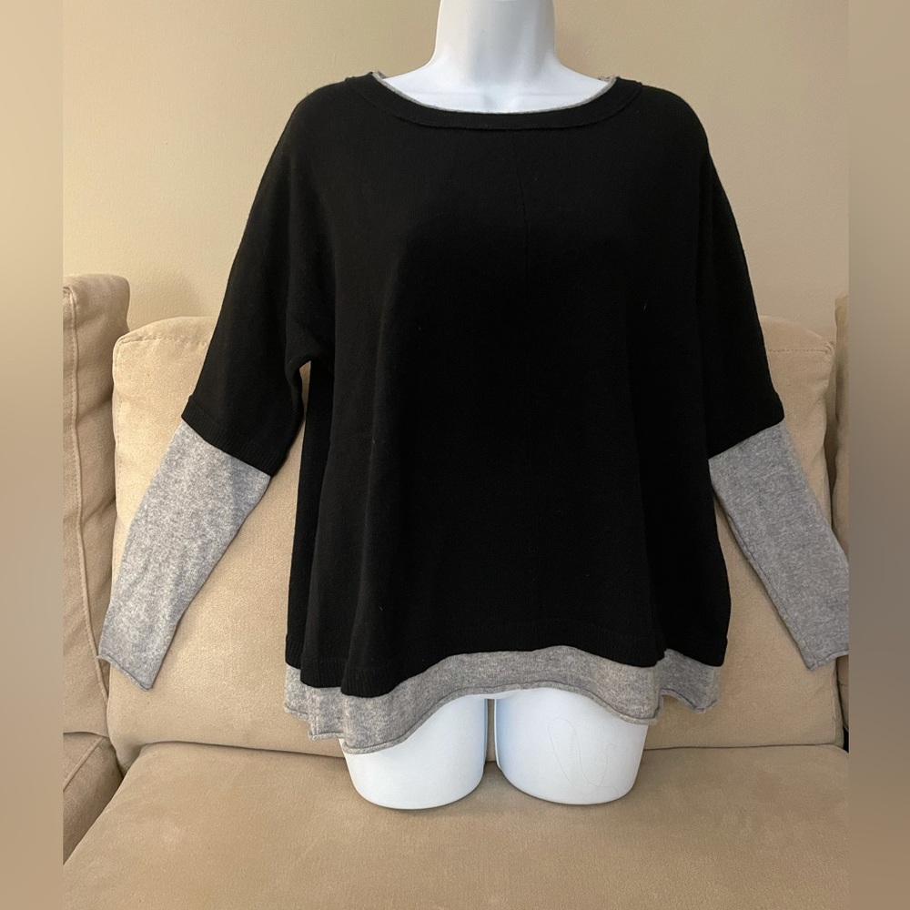Philosophy 2- layer black and grey cashmere sweater